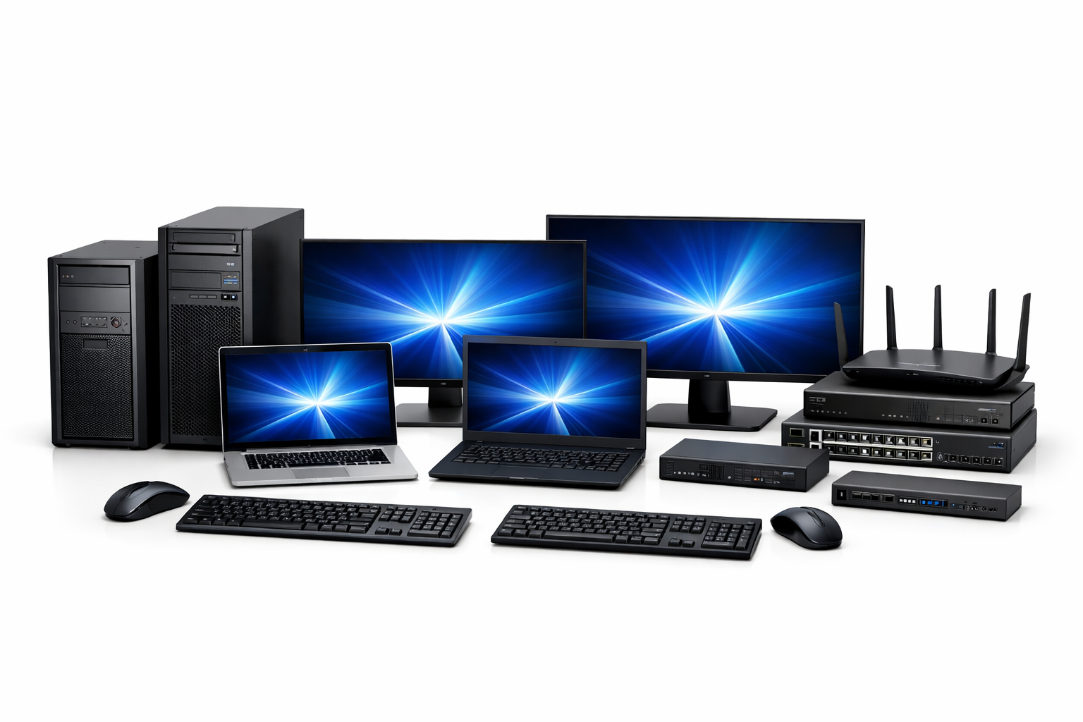 Desktop and notebook systems prepared for national retail distribution.